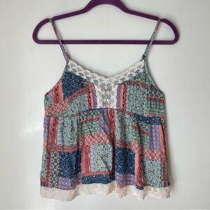 Hollister Patchwork Lace Trim Tank Top